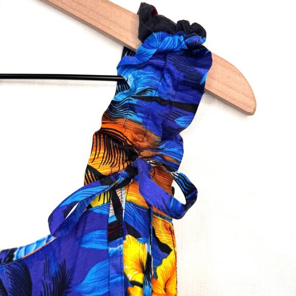 HULA HULA Hawaiian Print Dress Womens XL Midi Sleeveless Floral Beach Vacation - Picture 3 of 12